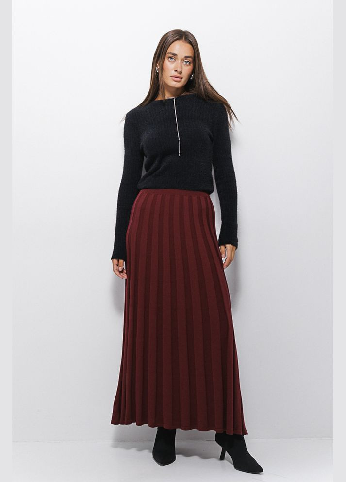 Довга в'язана спідниця з ефектом пліссе кольору хакі Arjen (304251308)