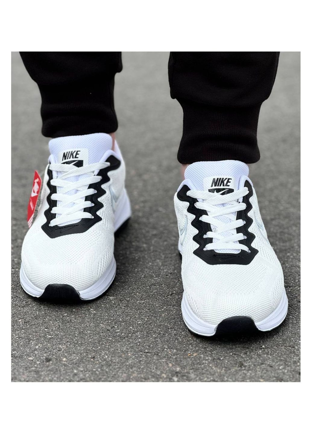 Черно-белые всесезонные текстильные кроссовки No Brand