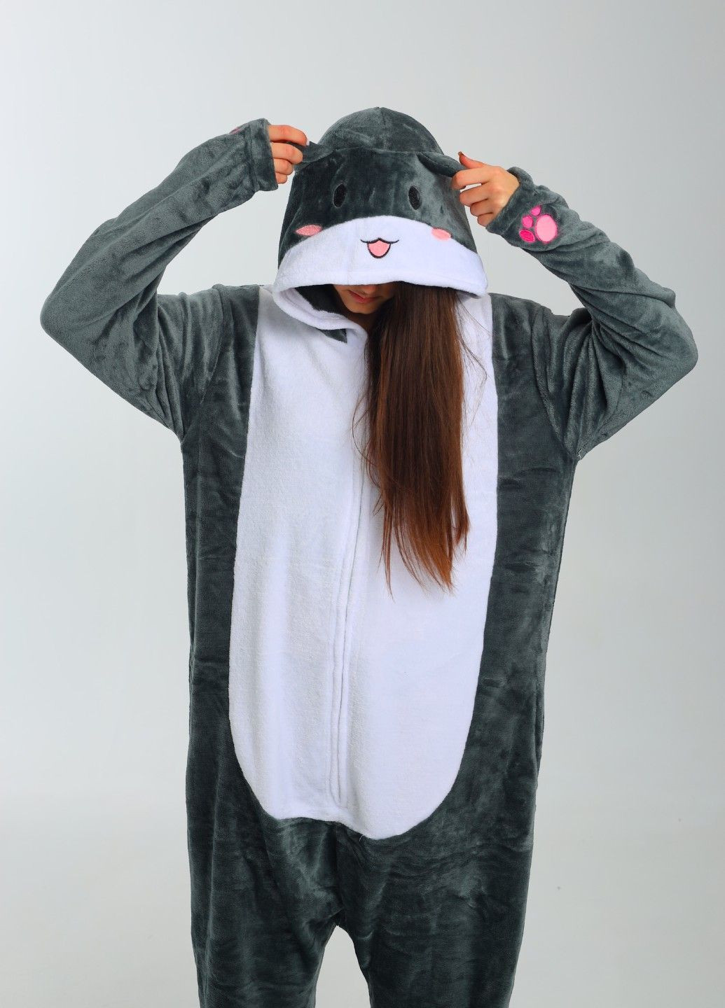 Кігурумі піжама аніме Хом'як жіноча сіра плюшева Lalapka (368670404)