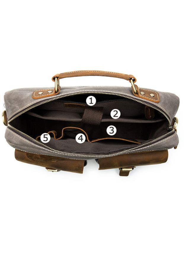 Сумка чоловіча через плече портфель зі шкіряними вставками 20001 Сера Vintage (302009341)