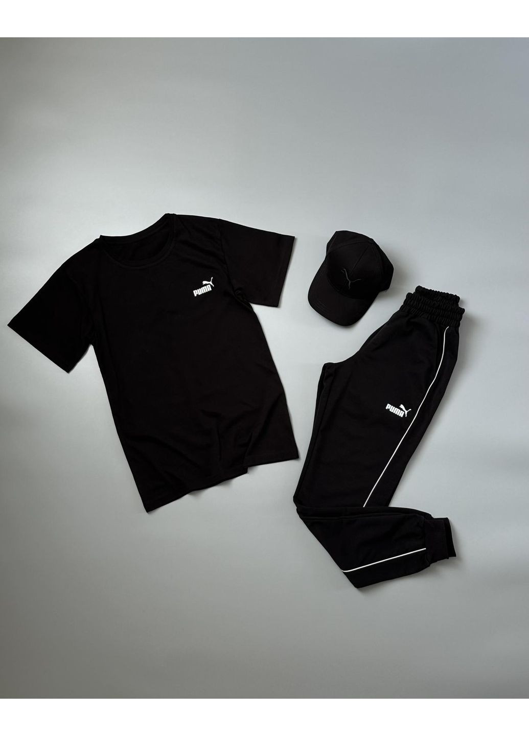 Мужской спортивный костюм 3в1+кепка Puma черный No Brand (350908336)