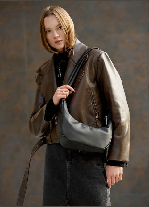 Сумка женская через плечо из экокожи HOBO M Черный Sambag (302009275)