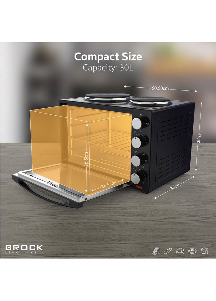 Электропечь TO 3002 B Black BROCK (323107177)