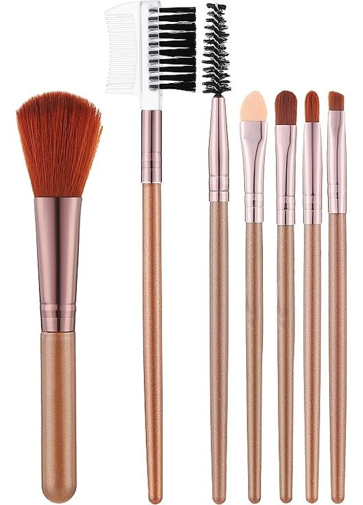 Набір пензлів для макіяжу CS-007A, у прозорому футлярі, амбер, 7 шт. 7шт (1321402-27235721) Cosmo shop (368628596)