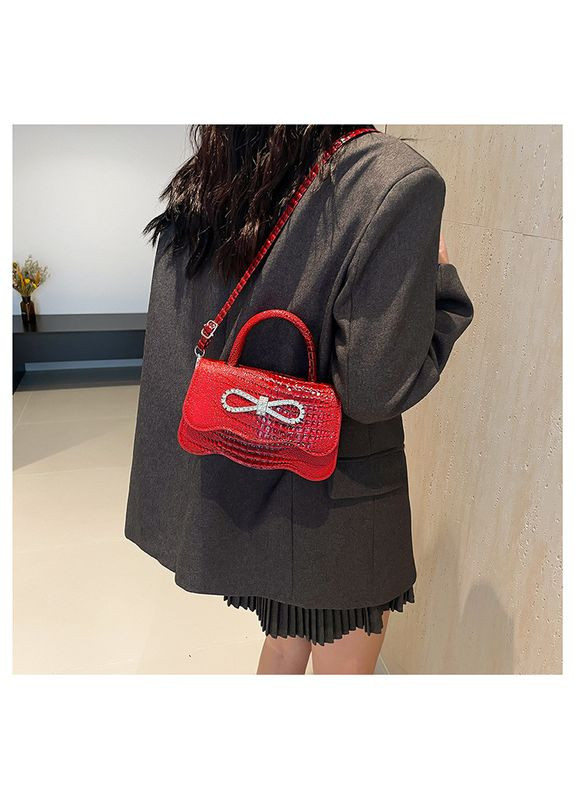 Жіноча сумка 8012 крос-боді рептилія червона No Brand (313235620)