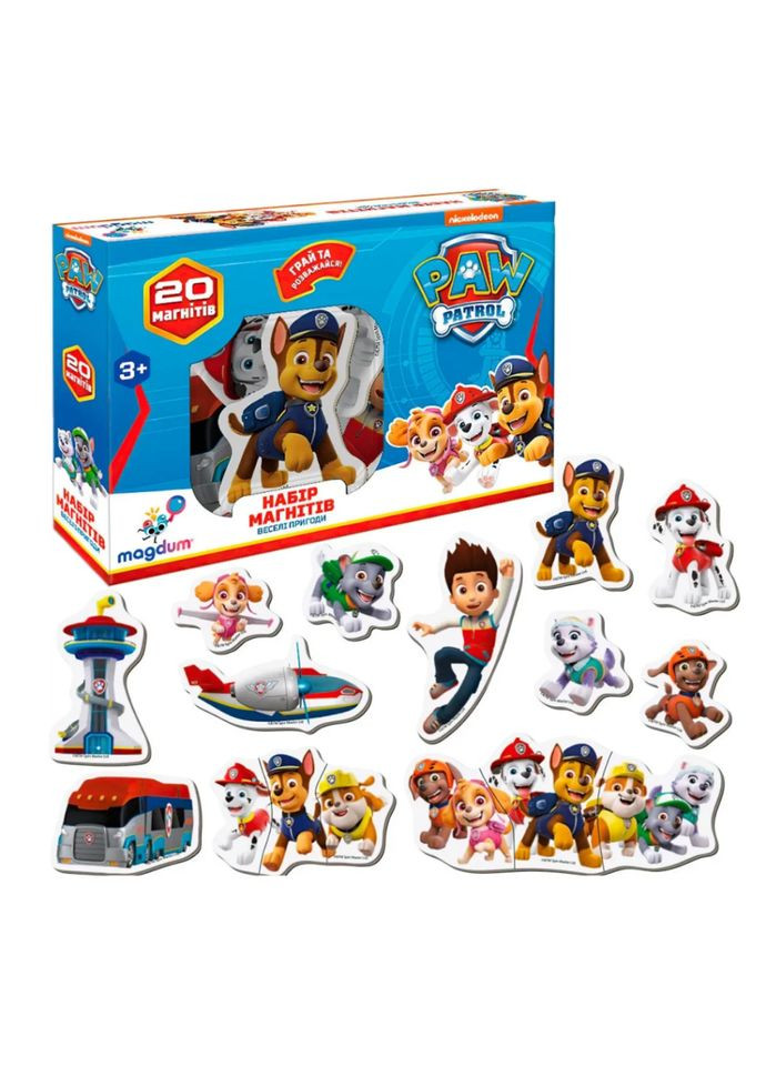 Дитячий набір магнітів Щенячий патруль "Веселі пригоди" ML4034-01 20 шт MAGDUM (334142167)