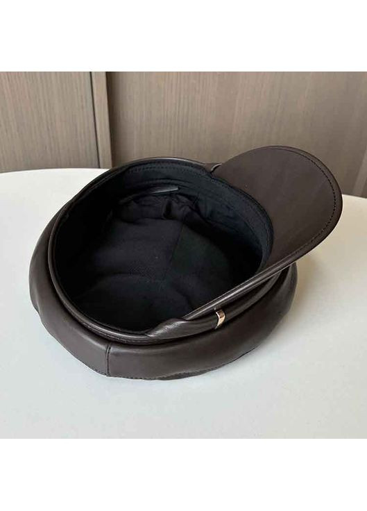 Жіночий картуз, кепка капітанка зі шкірозамінника CAPITAINE чорна No Brand (369043914)