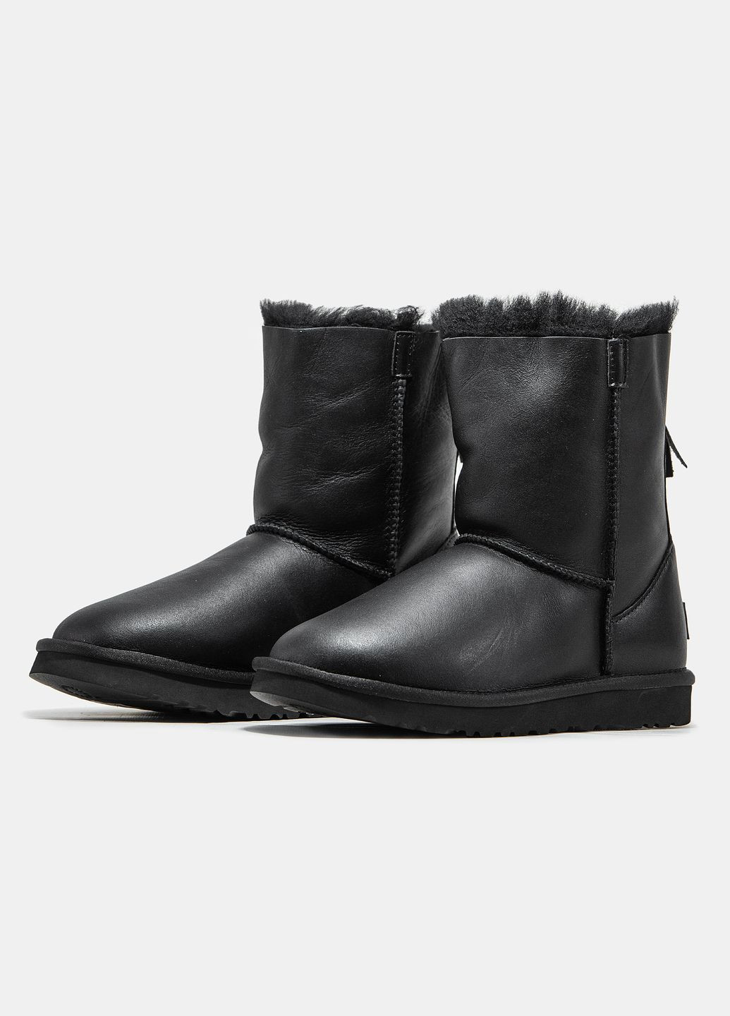 Угг із змійкою Чорні Шкіряні Classic Black Leather Zip UGG (315411474)