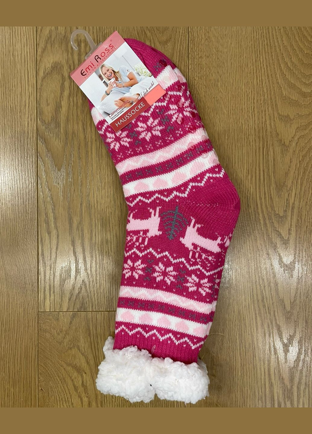 Рожеві шкарпетки тапки теплі махра жіночі орнаменти (335081481)