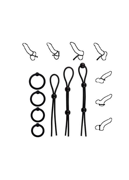 Набір ерекційних кілець і ласо (7 одиниць) - чорний No Brand (367624544)