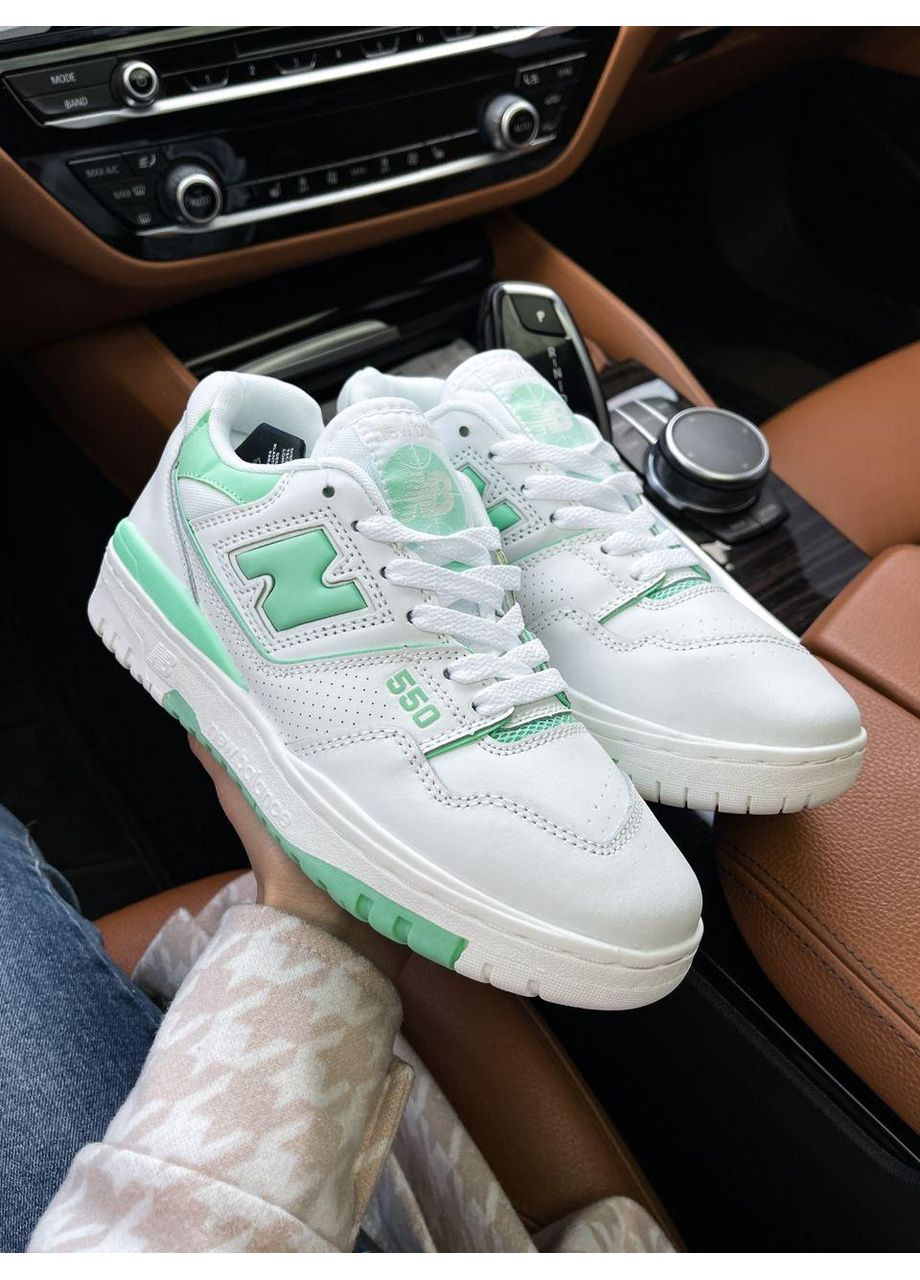 КРОСІВКИ ЖІНОЧІ NEW BALANCE 550 GREEN WHITE НЬЮ БЕЛАНС 550 No Brand сірі демісезони (367175456)