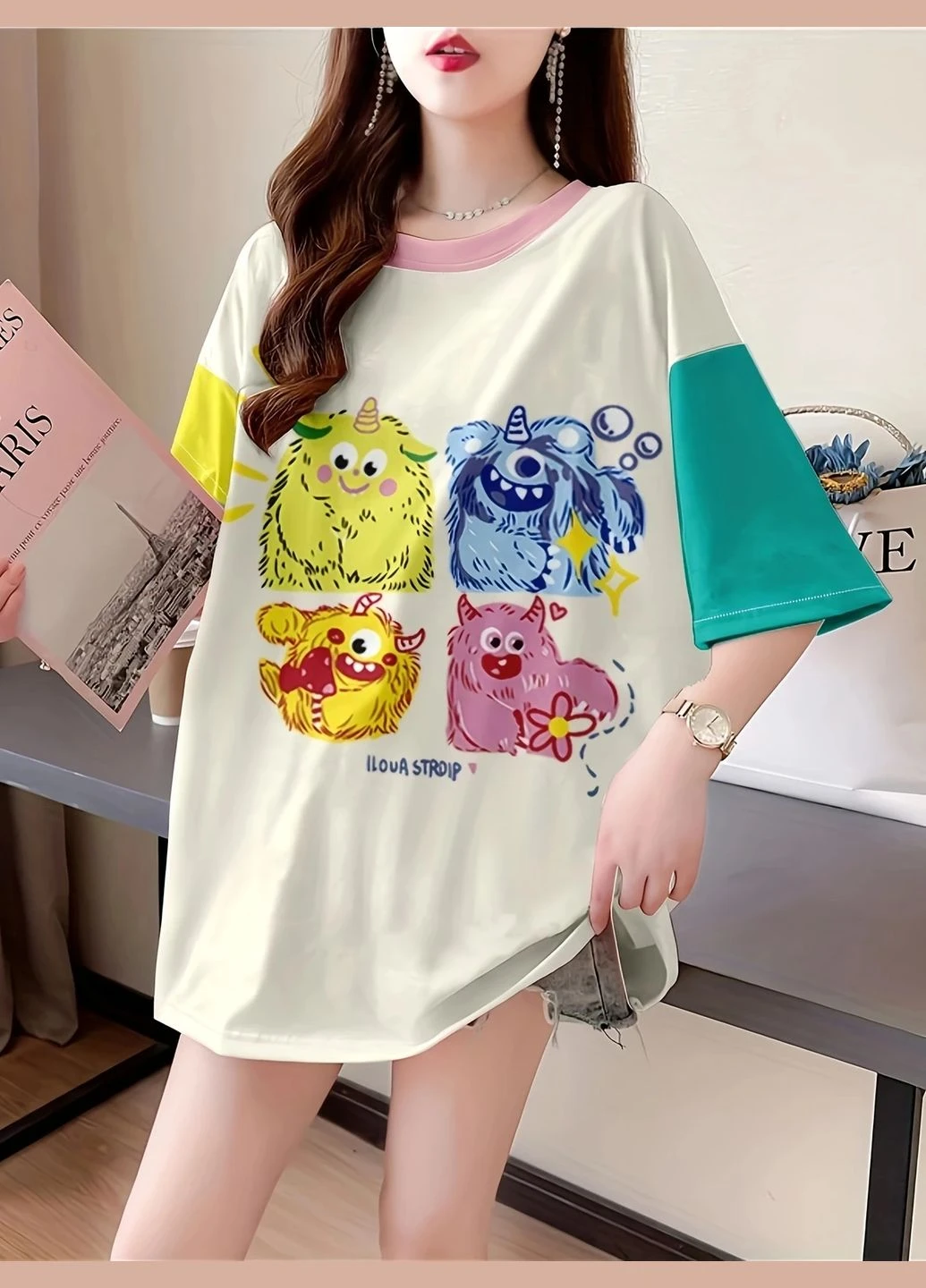 Женская летняя футболка с короткими рукавами. No Brand - (326082785)