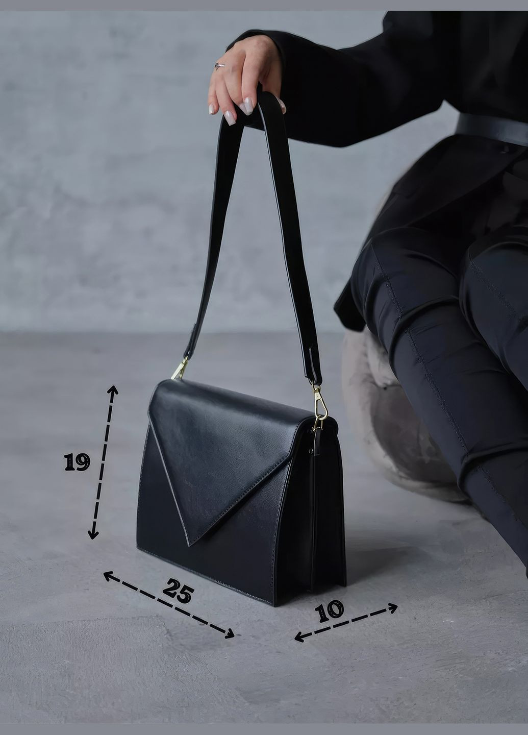 Женская сумочка через плечо / стильная сумка кросс-боди с широким ремнем 2024 9401 Черный 70160 OnePro (286328316)