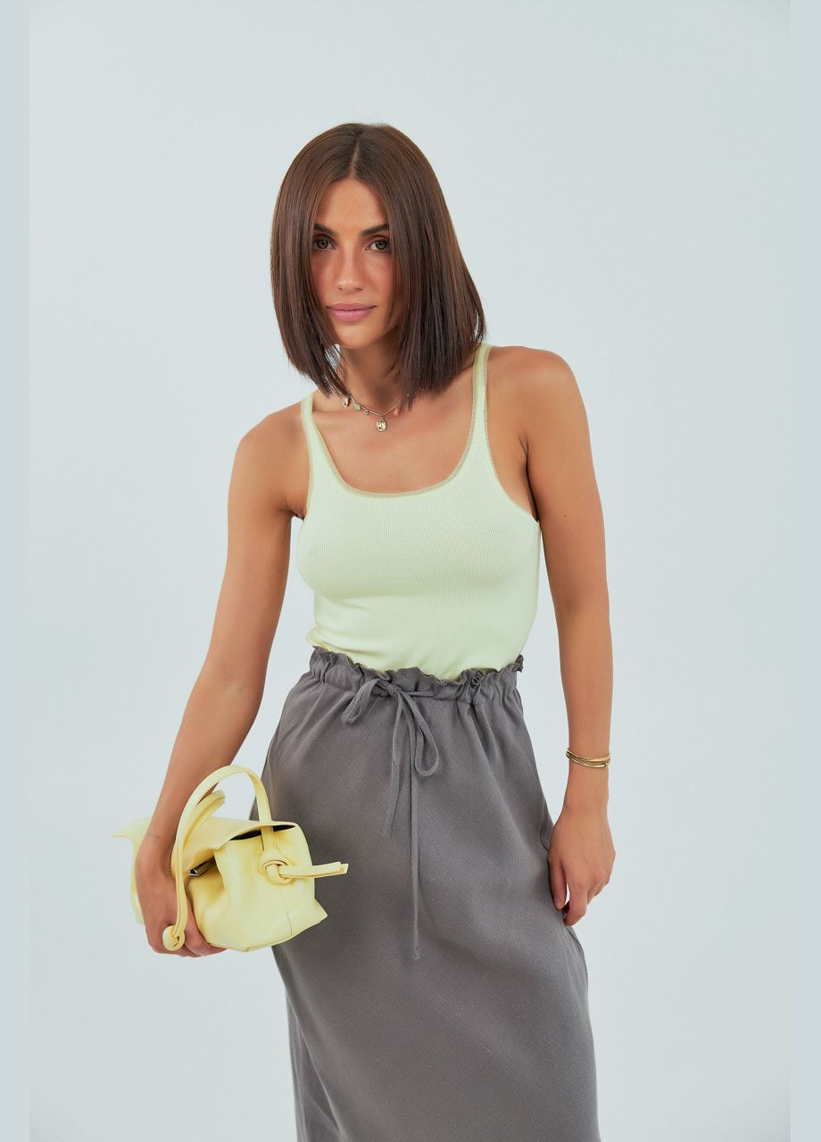 Майка в рубчик с сеточкой на бретелях Lurex — 339433463