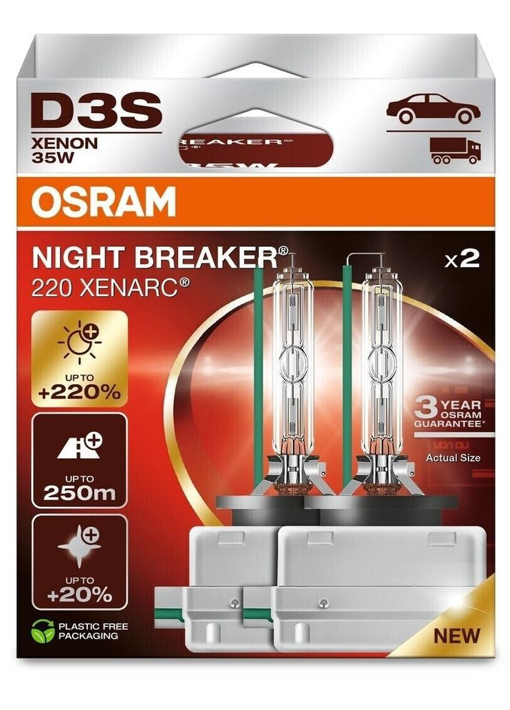 Комплект ксеноновых ламп 66340XN2-2HB Night Breaker +220% D3S 85V 35W PK32d-5 XENARC Osram (360562705)