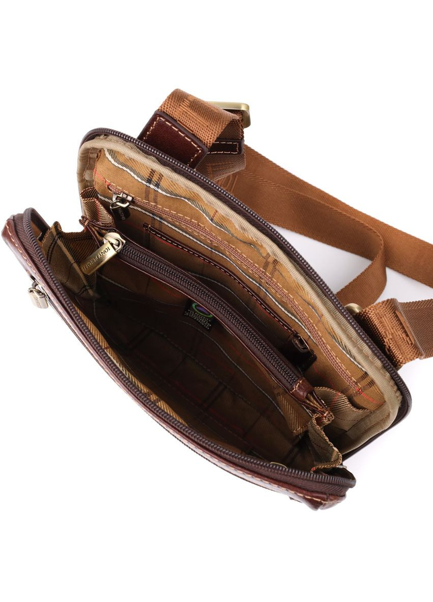 Стильна чоловіча сумка через плече з гладкої натуральної шкіри 20854_1 (9137-20 moro) Коричневий Tony Perotti (362417498)