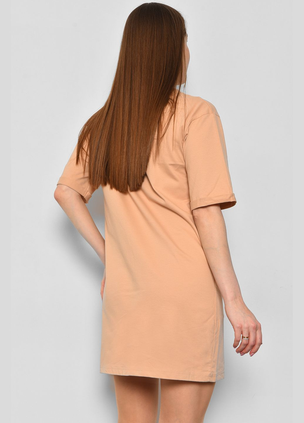 Туника женская из ткани лакоста бежевого цвета Let's Shop (290981429)