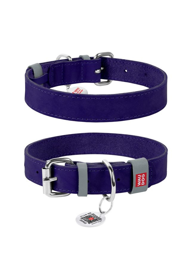 Нашийник для собак шкіряний Classic, Ш 15 мм, Дов 27-36 см фіолетовий WAUDOG (322002072)