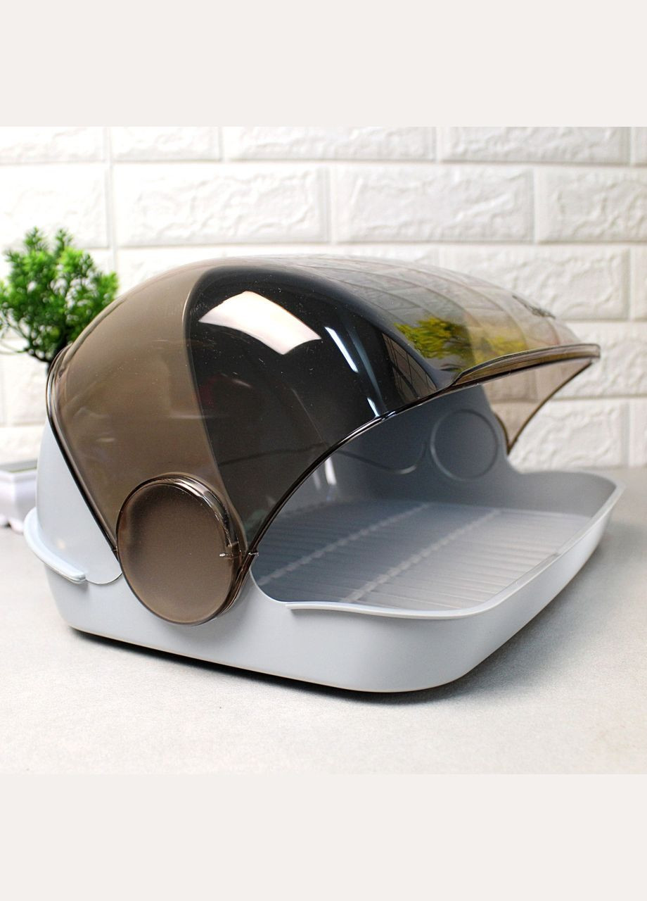 Сіра пластикова хлібниця з відкидною кришкою "Галицька-міді" Lamela (303721884)