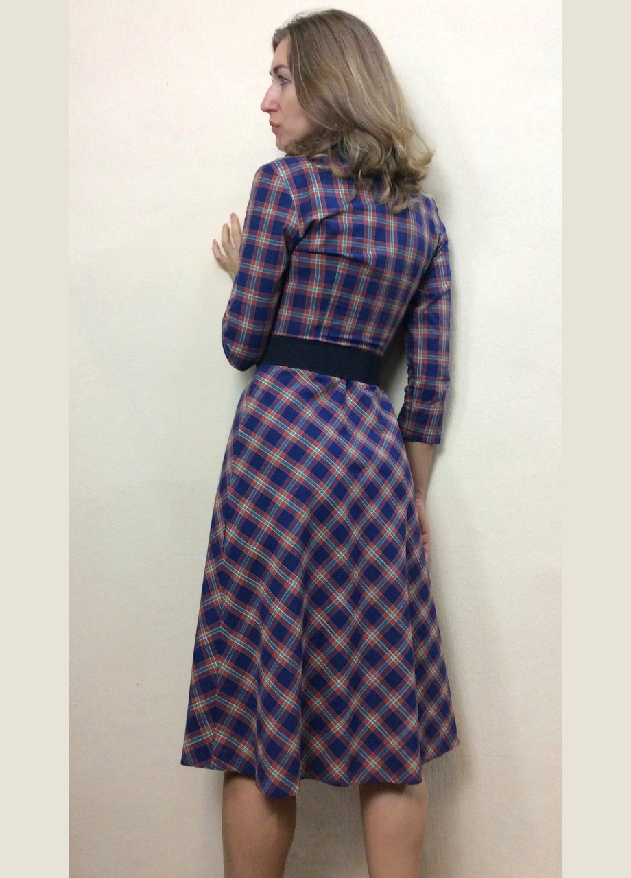 Синя ділова картате плаття американка п199 2 Льва