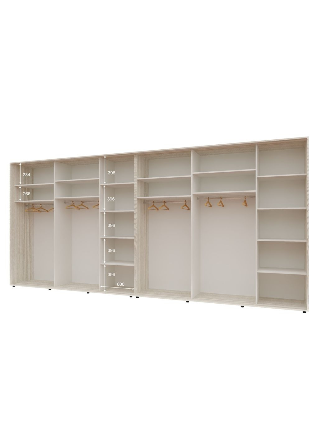 Шкаф-купе шестидверный Комфорт Мебель 420*60*210 см Дуб Беленый 6 дверей ДСП Стандарт Комфорт Меблі (360473458)