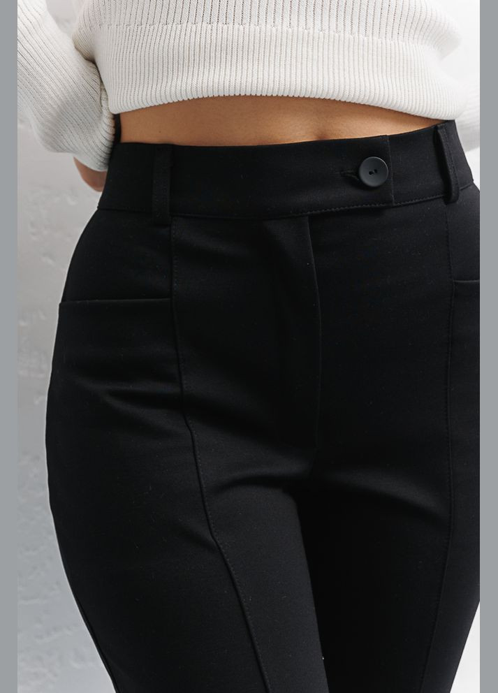 Женские брюки с вертикальными швами черные Arjen (294907391)