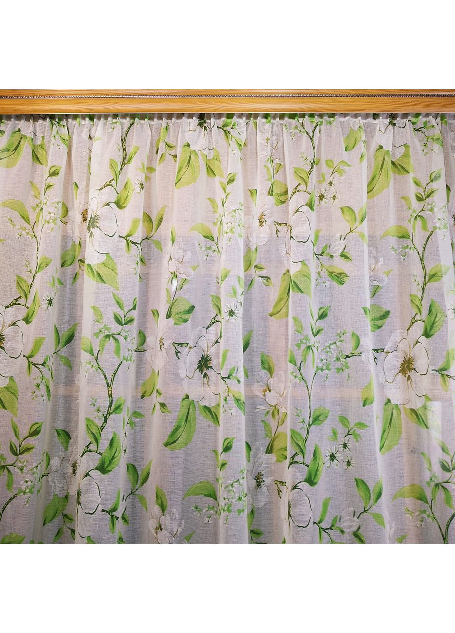 Фіранка готова коротка Класик яблуневий цвіт білий No Brand (372134102)