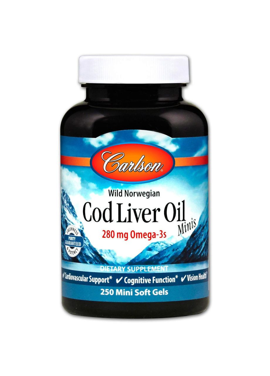 Норвежский рыбий жир, Cod Liver Oil, Carlson, 250 мини гелевых капсул. Carlsson (369164615)