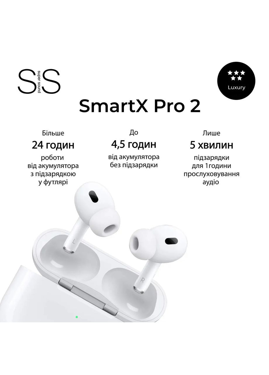 Бездротові Bluetooth-навушники SmartX Pro 2 Luxury вакуумні, білі No Brand (361678707)