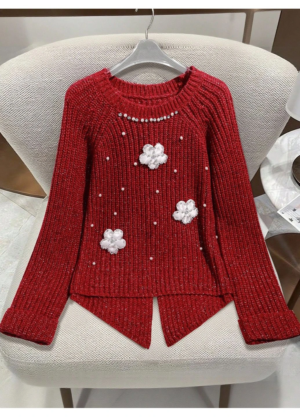 Красный демисезонный свитер SHEIN