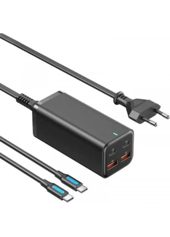 Зарядний пристрій 4xUSB 100W (2xUSB-C+2xUSB-A) PD3.0/QC 3.0/GaN Black (FBSBG-EU) Vention (399311911)