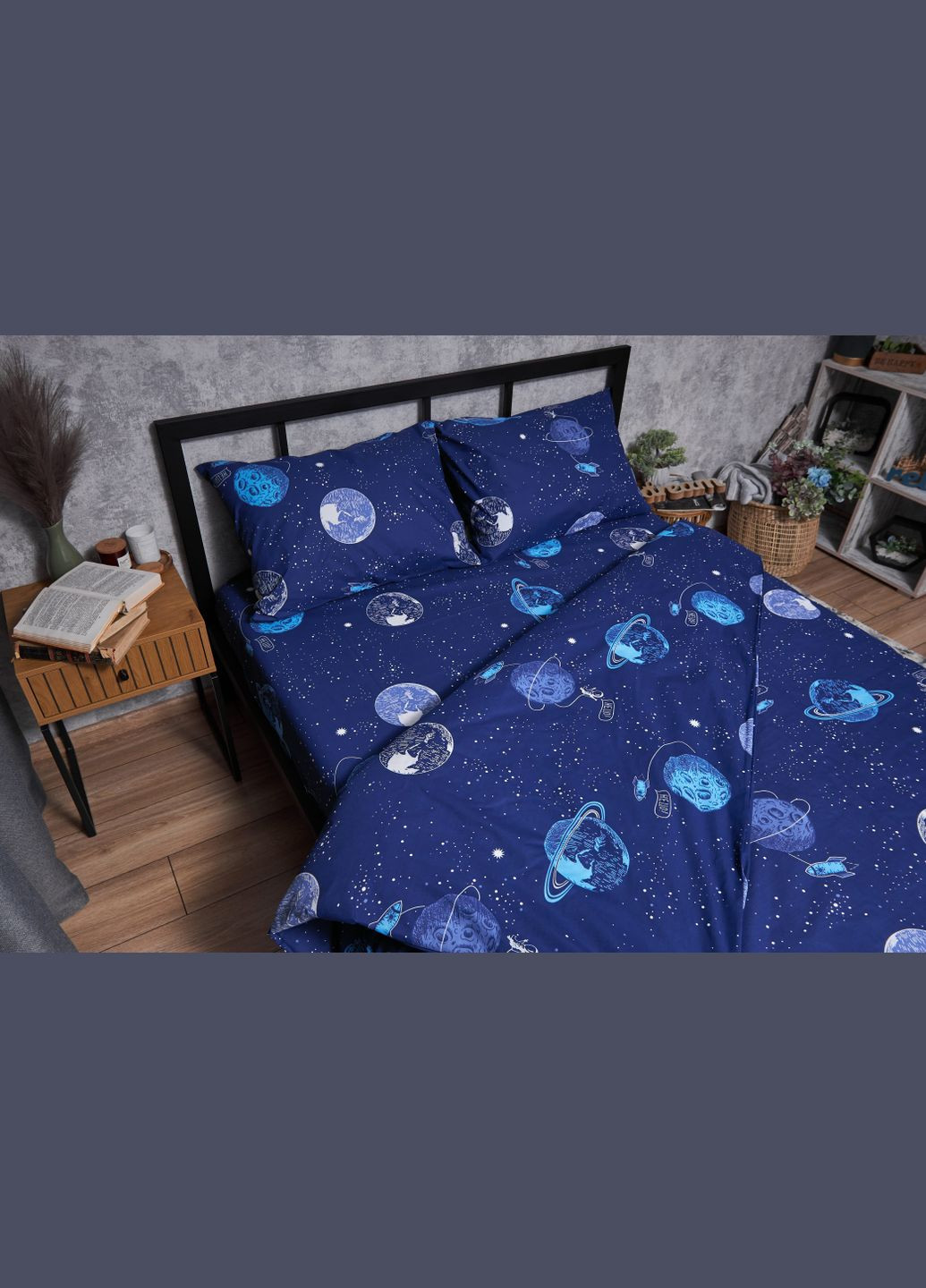Комплект постельного белья Бязь Gold Люкс «» полуторный 143х210 наволочки 2х40х60 (MS-820004810) Moon&Star Planets (293147997)