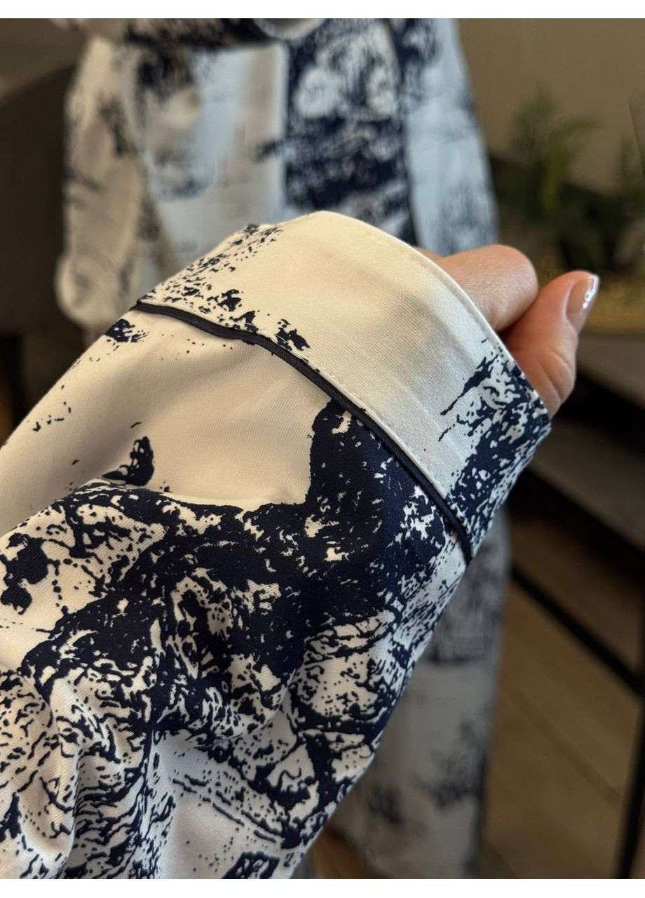 Молочна всесезон піжама жіноча сорочка + брюки Гермес