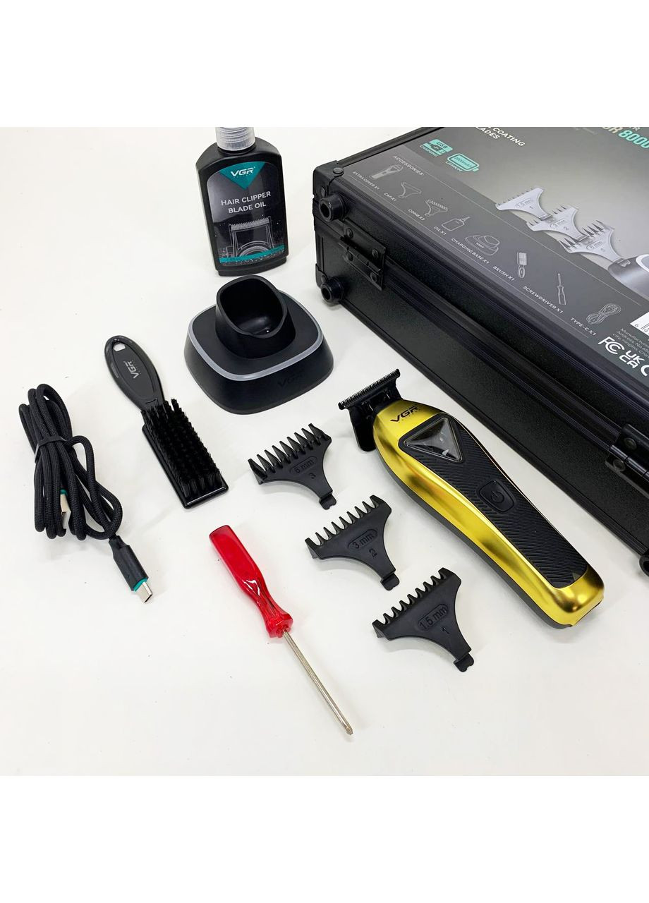 Триммер V-994, аккумуляторный, мотор MAGLEV VECTOR 3.0, 3 насадки, зарядная станция, кейс VGR (364666106)