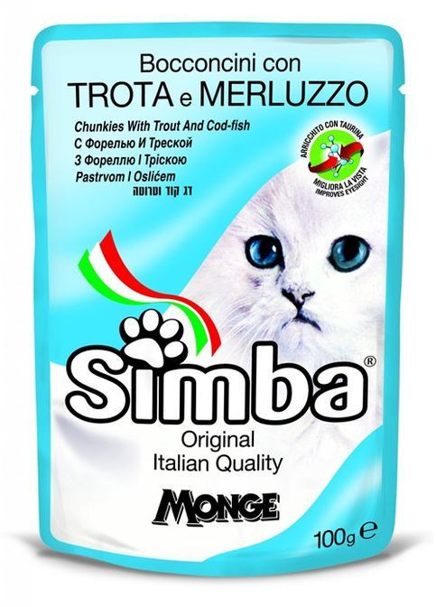 Влажный корм для котов Simba Cat Wet форель и треска 100 г Monge (369929284)