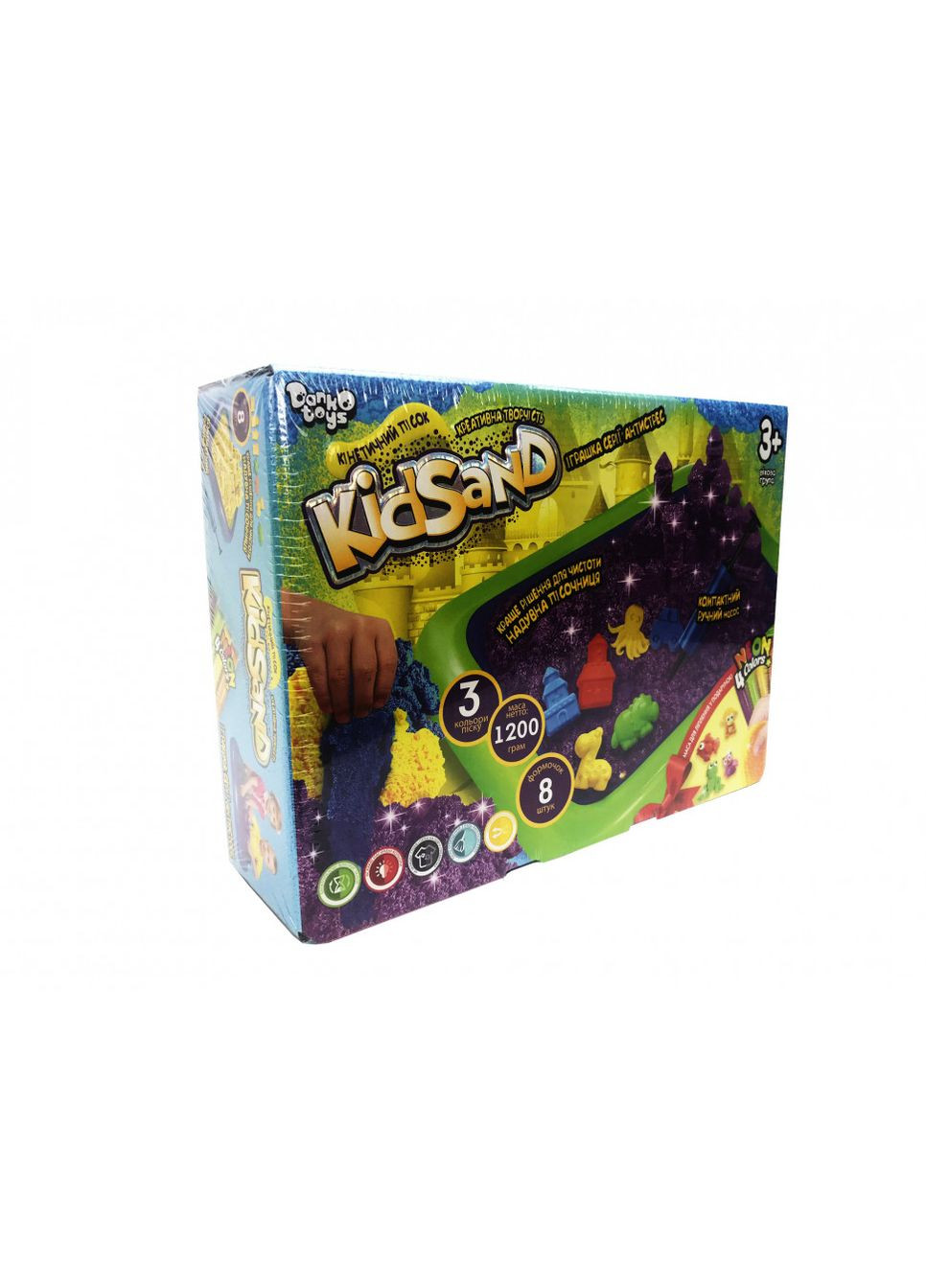 Детский кинетический песок KidSand 8096DT, 1200 г развивающий набор песка с песочницей No Brand (313286635)