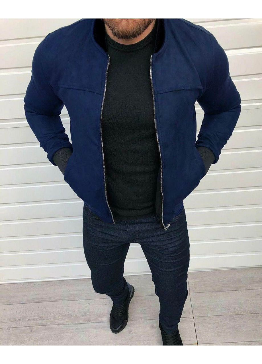 Бомбер чоловічий демісезонний замш на блискавці (354229359)