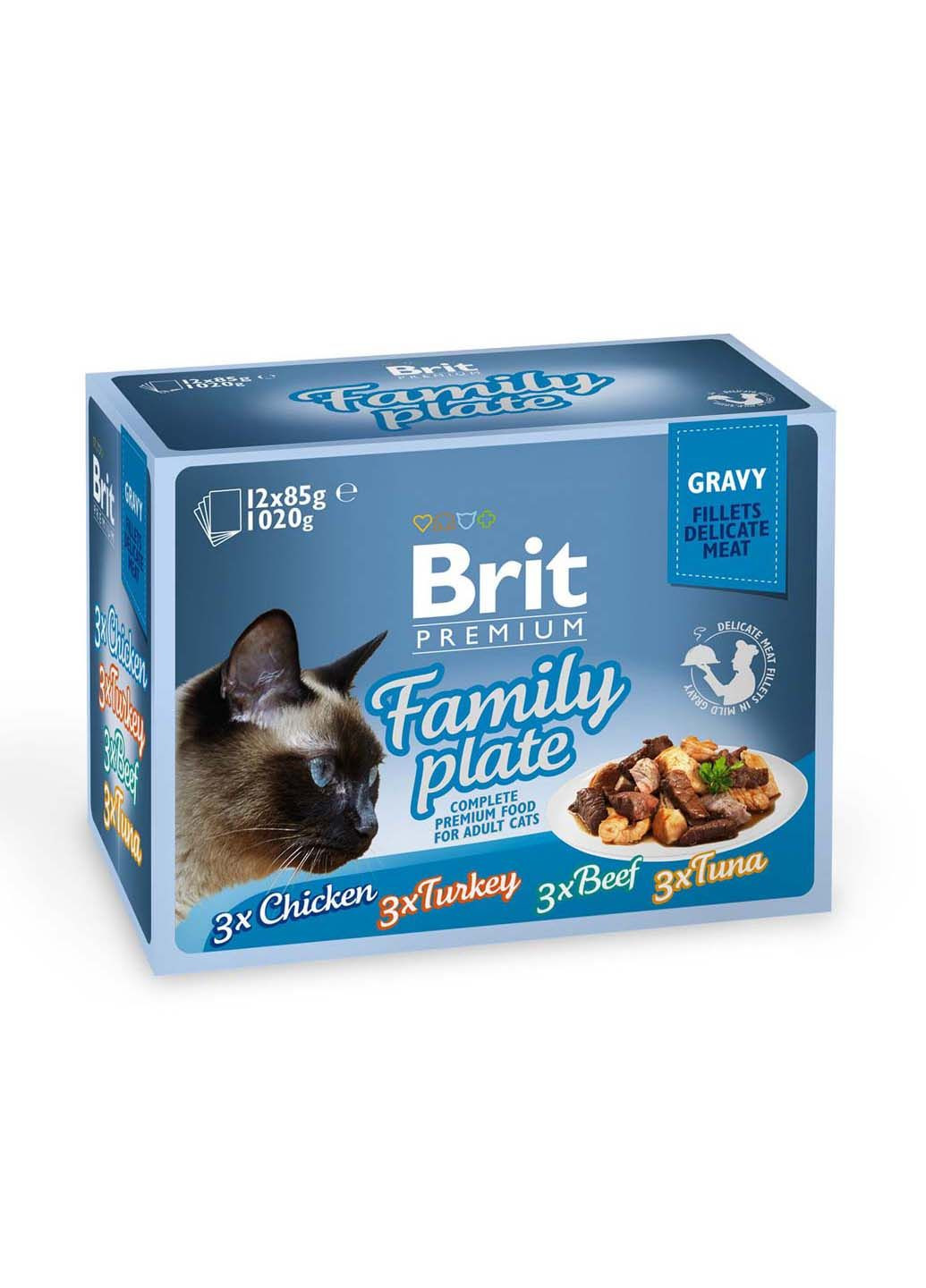 Влажный корм для кошек Cat Family Plate Gravy pouches 1.02 кг Brit Premium (286472997)