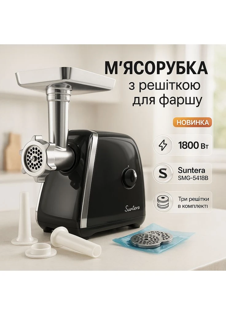 Электромясорубки электрические бытовые, Портативная мясорубка для кухни, Мясорубки с реверсом HS-50 Suntera (396095937)