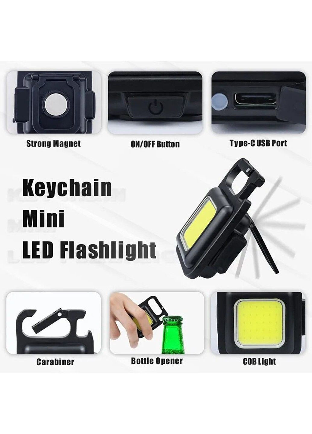 Ліхтарик-брелок акумуляторний LED з карабіном SH-031 Epik (291881455)
