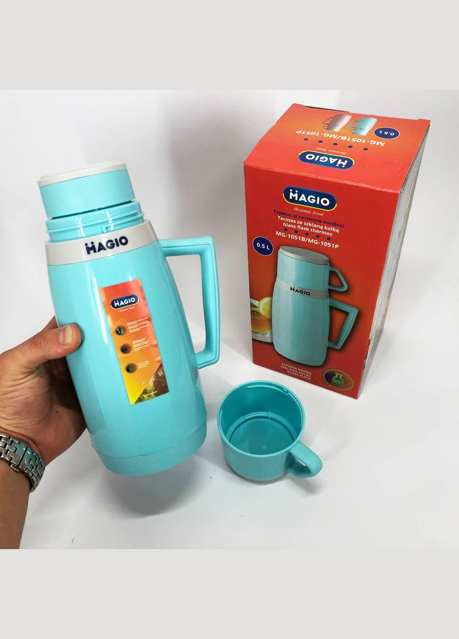Термос MG-1051B зі скляною колбою, Хороший термос, Термос для води. Колір: блакитний Magio (364663690)