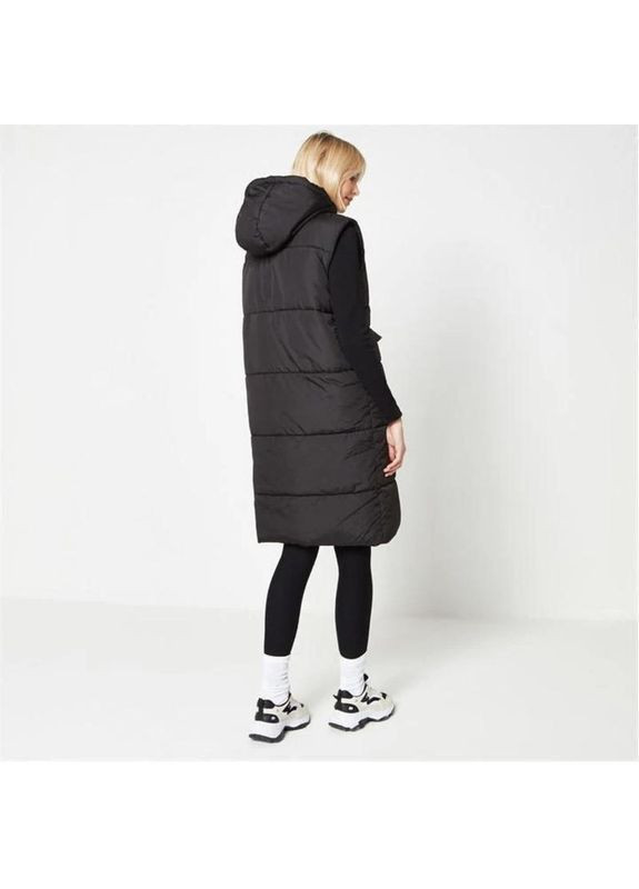 Длинный утепленный жилет черный пуфер с капюшоном на синтепоне Missguided (362501501)