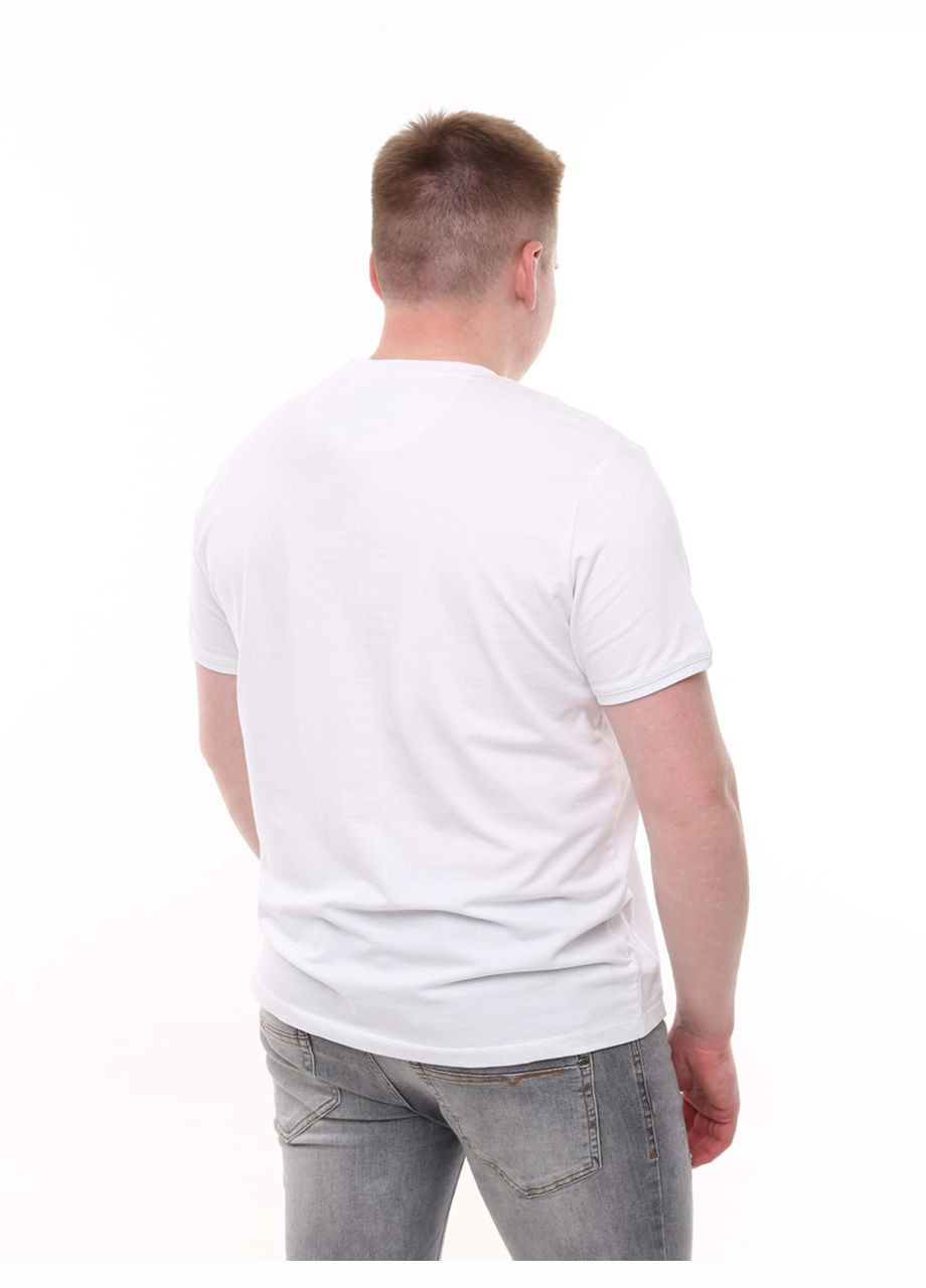 Біла футболка чоловіча біла однотонна широка з коротким рукавом Jean Piere Вільна