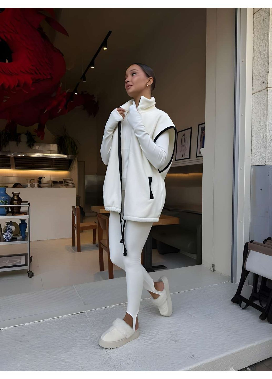 Жіночий теплий флісовий термокостюм термокомплект термобілизна із жилеткою Україна (366869002)