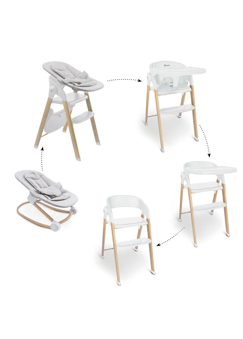 Стульчик для кормления Levels 5 в 1, белый () BabyGO 51011 (331789989)