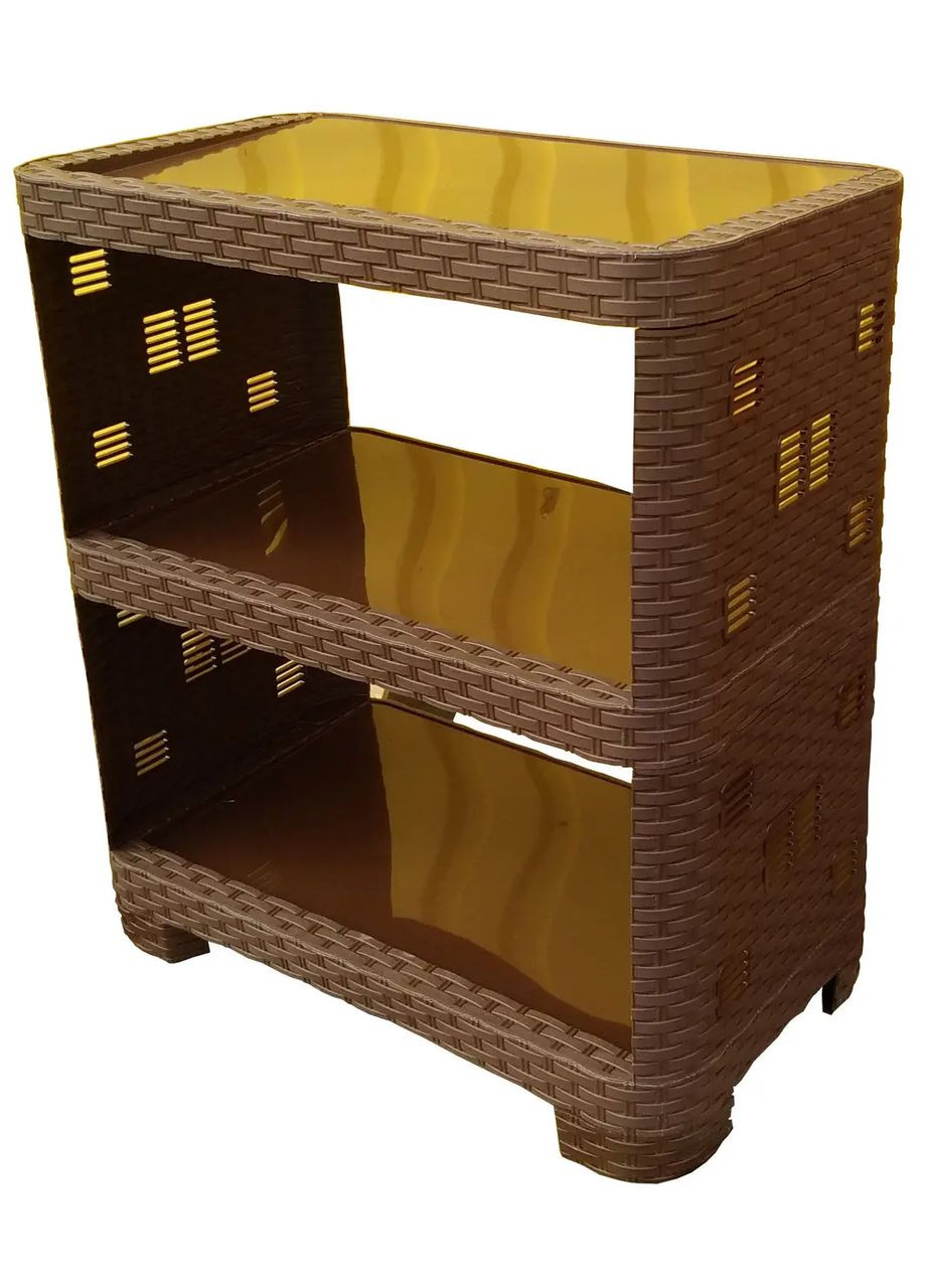 Етажерка пластикова "Ротанг" на 3 яруси коричнева Полімер Гарант (351902613)