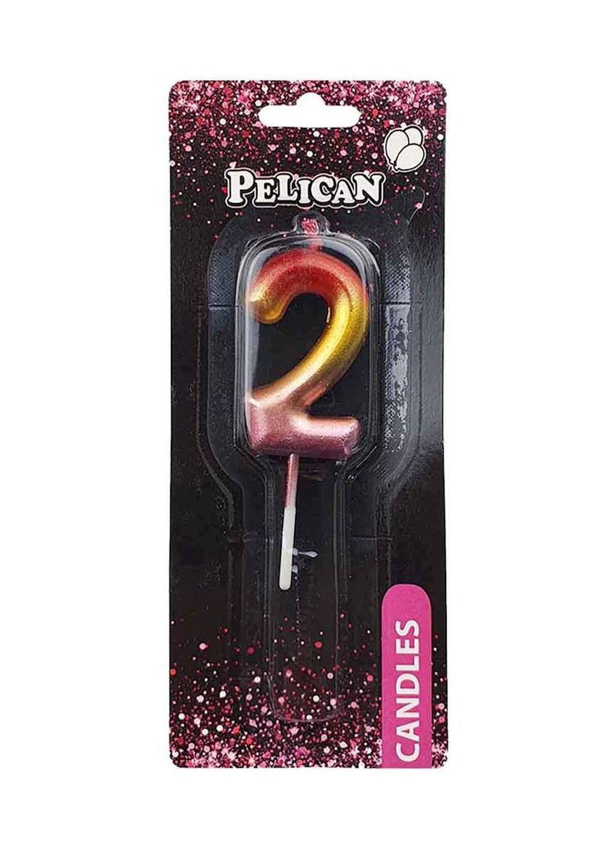 Свеча для торта 2 РАДУШНАЯ 4,5 см. 864562 ТМ PELICAN (304263204)
