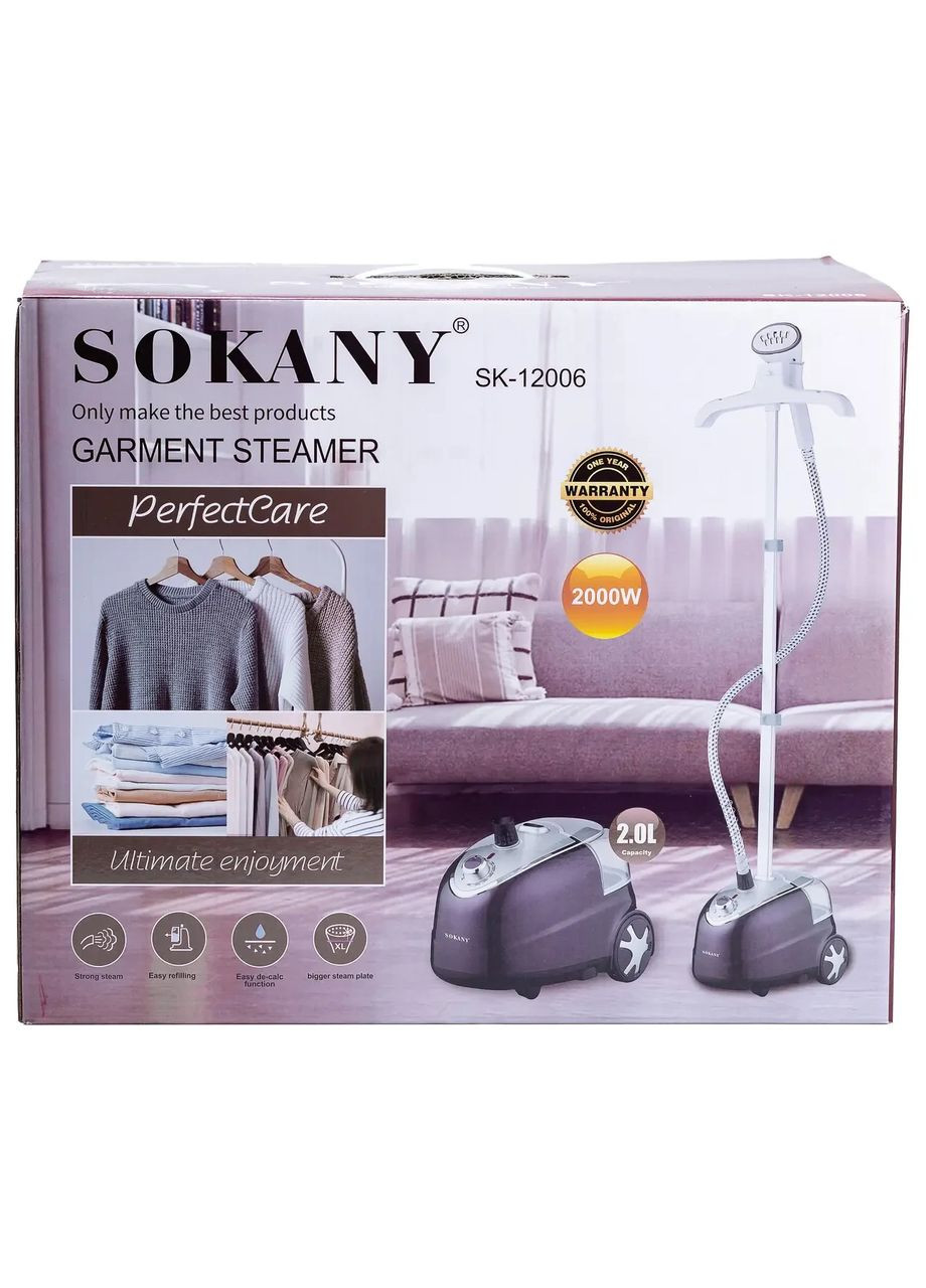 Напольный вертикальный отпариватель SK-12006 на 2 литра 2000 Вт Черный Sokany (360455124)