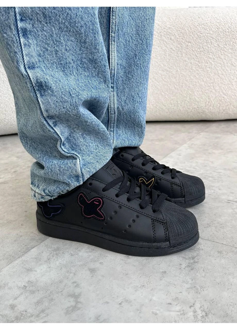 КРОСІВКИ ЖІНОЧІ ADIDAS SUPERSTAR BLACK GHOST АДІДАС СУПЕРСТАР ЧОРНІ No Brand чорні демісезони (391932748)