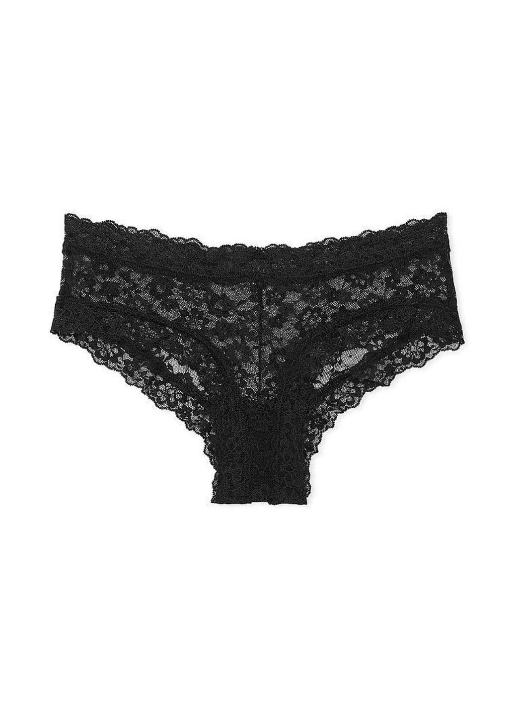 Трусики-чіки жіночі мереживні Lace-Up Cheeky Panty чорні Victoria's Secret (340317218)